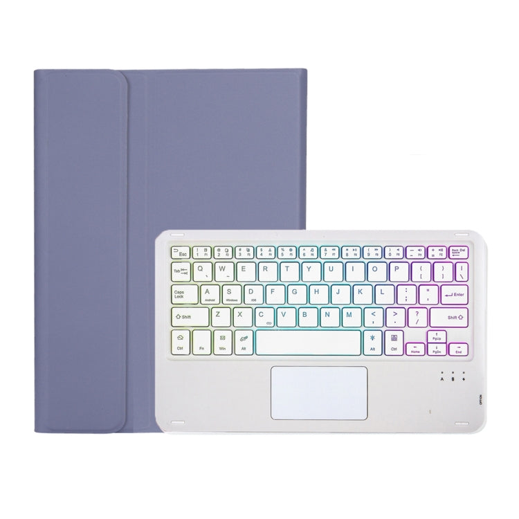 OP12-AS Lambskin Texture Ultra-thin Bluetooth Keyboard Leather Case with Touchpad & Backlight For OPPO Pad Air 10.4 inch(Purple)