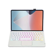 OP12-AS Lambskin Texture Ultra-thin Bluetooth Keyboard Leather Case with Touchpad & Backlight For OPPO Pad Air 10.4 inch(Purple)