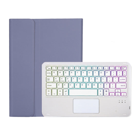 OP12-AS Lambskin Texture Ultra-thin Bluetooth Keyboard Leather Case with Touchpad & Backlight For OPPO Pad Air 10.4 inch(Purple)
