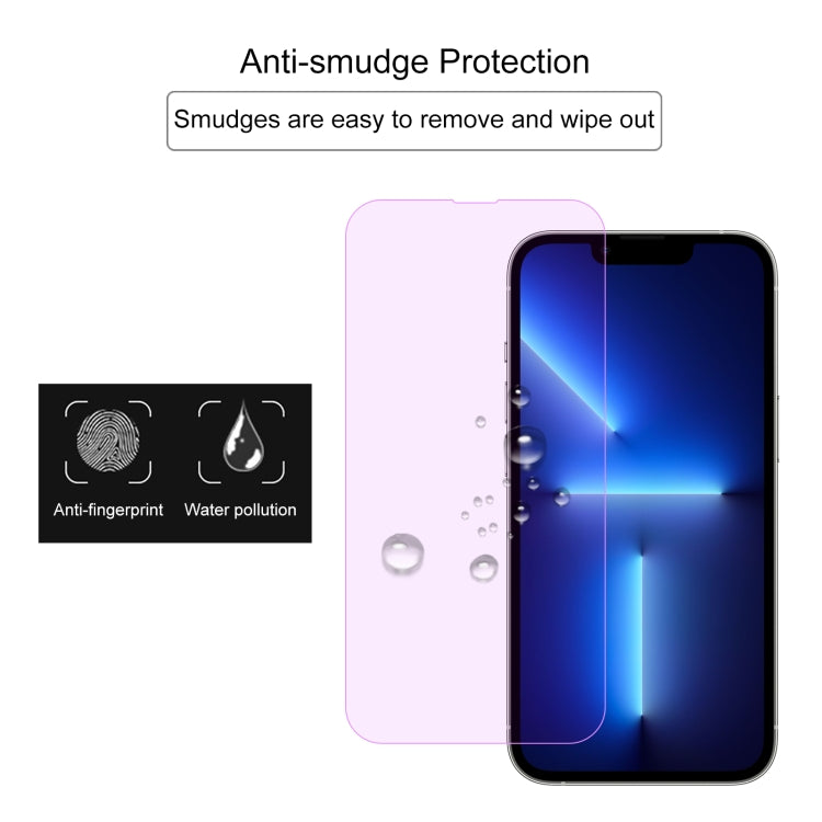 For iPhone 16e / 13 / 13 Pro Purple Light Eye Protection Tempered Glass Film