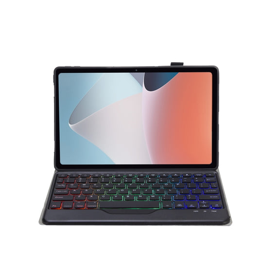 OP12-BS Lambskin Texture Ultra-thin Bluetooth Keyboard Leather Case with Backlight For OPPO Pad Air 10.4 inch(Black)