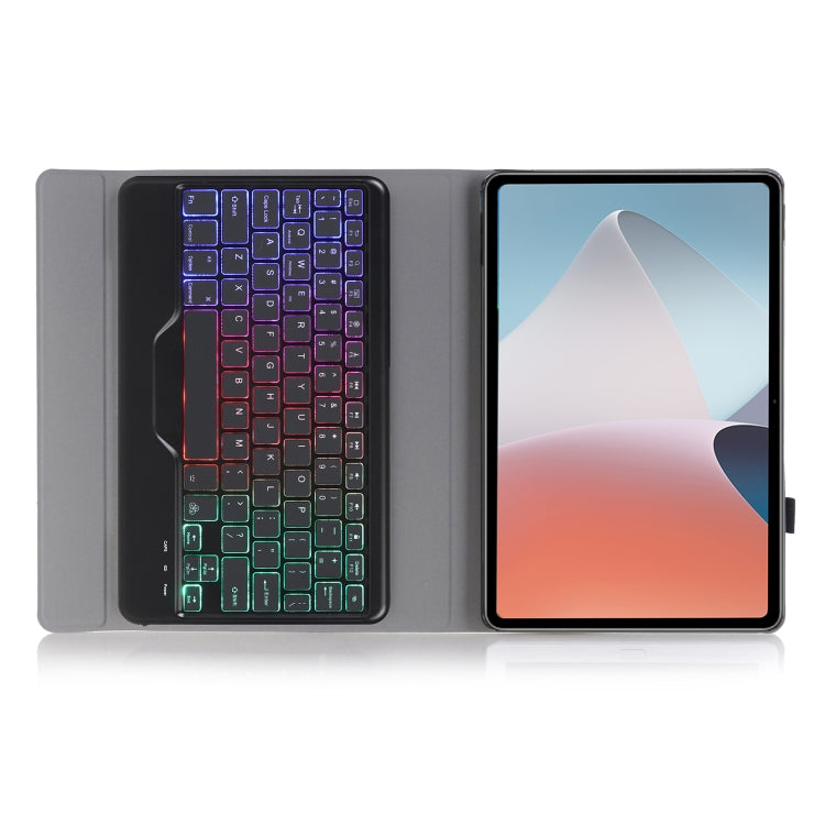 OP12-BS Lambskin Texture Ultra-thin Bluetooth Keyboard Leather Case with Backlight For OPPO Pad Air 10.4 inch(Black)