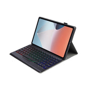 OP12-BS Lambskin Texture Ultra-thin Bluetooth Keyboard Leather Case with Backlight For OPPO Pad Air 10.4 inch(Black)
