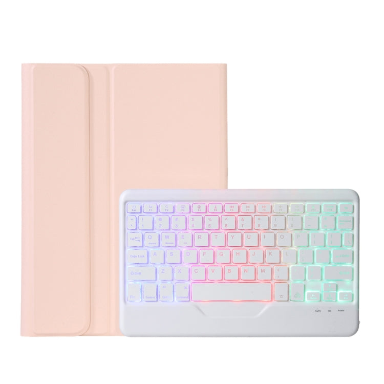 OP12-BS Lambskin Texture Ultra-thin Bluetooth Keyboard Leather Case with Backlight For OPPO Pad Air 10.4 inch(Pink)