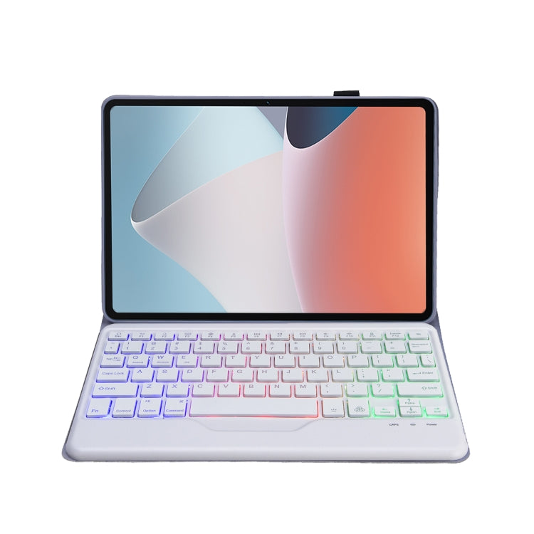OP12-BS Lambskin Texture Ultra-thin Bluetooth Keyboard Leather Case with Backlight For OPPO Pad Air 10.4 inch(Purple)