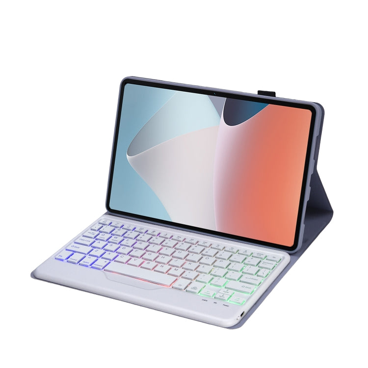 OP12-BS Lambskin Texture Ultra-thin Bluetooth Keyboard Leather Case with Backlight For OPPO Pad Air 10.4 inch(Purple)