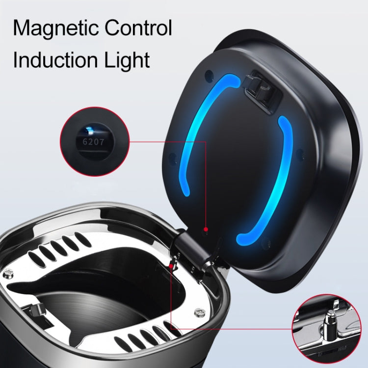 Car Portable Metal Ashtray Built-in LED(Silver)