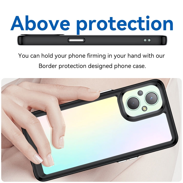 For OPPO Reno 7 Lite Colorful Series Acrylic + TPU Phone Case(Black)