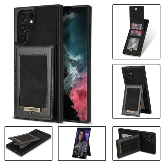 For Samsung Galaxy S22 Ultra 5G N.Bekus Vertical Flip Card Slot RFID Phone Case(Black)