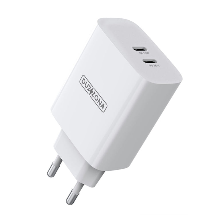 DUZZONA T4 PD 35W Dual Type-C Ports Travel Charger, Plug Type:EU Plug(White)