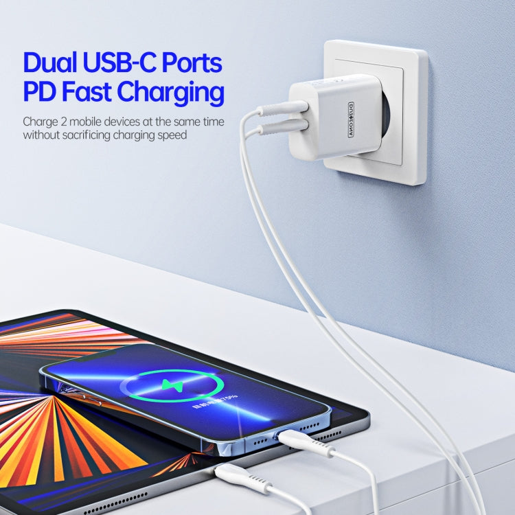 DUZZONA T4 PD 35W Dual Type-C Ports Travel Charger, Plug Type:EU Plug(White)