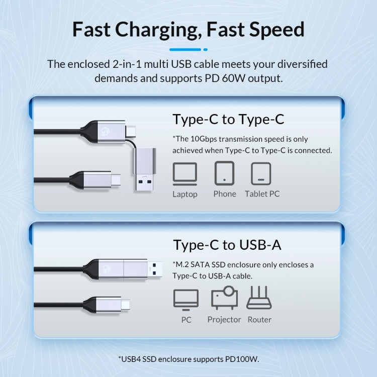ORICO FV25C3-G2-SV 10Gbps USB3.2 Gen2 Type-C M.2 NVMe/NGFF(SATA) Dual Protocol SSD Enclosure(Silver)
