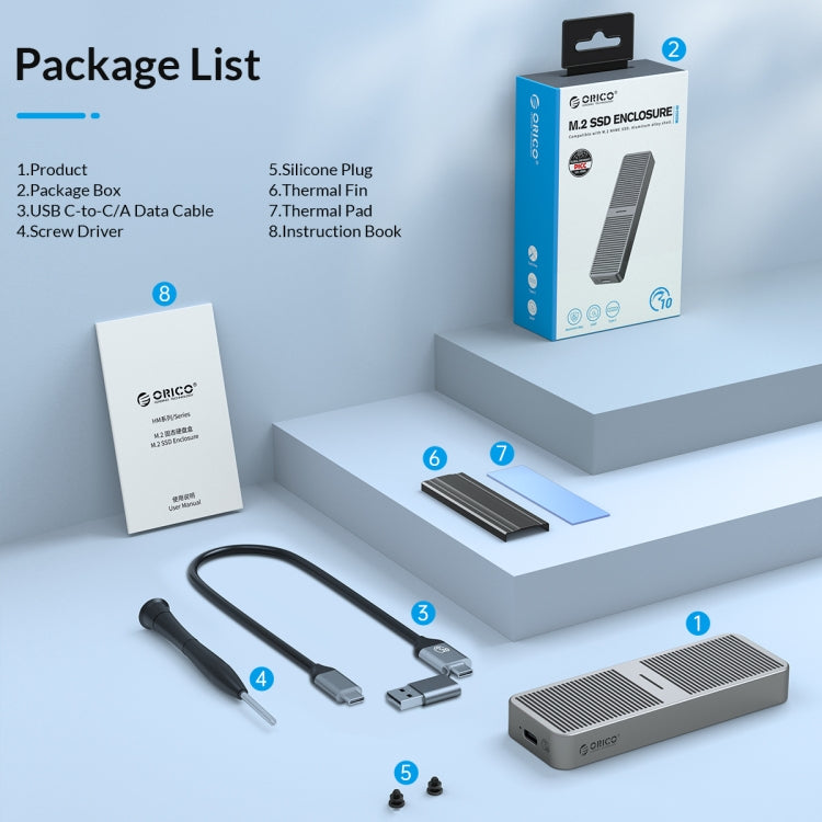 ORICO M223C3-G4-SV USB3.2 20Gbps M.2 NVMe SSD Enclosure(Silver)