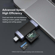 ORICO CS2D-A3 TF/SD Dual Port USB-A3.0 Single Read Card Reader(Black)
