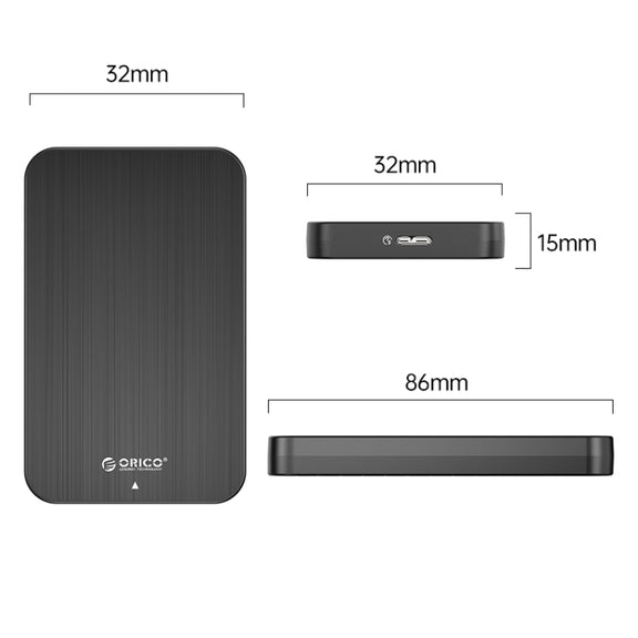 ORICO HM25U3 2.5 inch USB3.0 Micro-B Hard Drive Enclosure, Plug:AU Plug(Black)