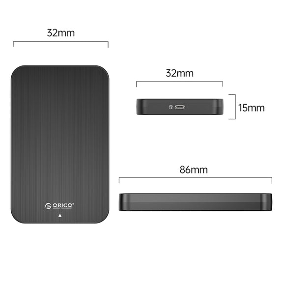 ORICO HM25C3 2.5 inch USB3.1 Gen1 Type-C Hard Drive Enclosure, Plug:US Plug(Black)