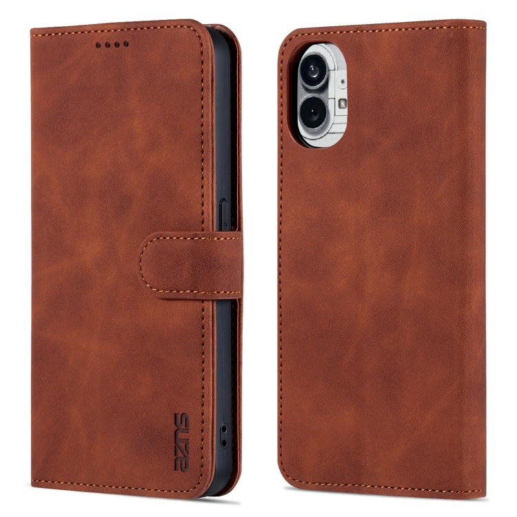 For Nothing Phone 1 AZNS Skin Feel Calf Texture Flip Leather Phone Case (Brown)