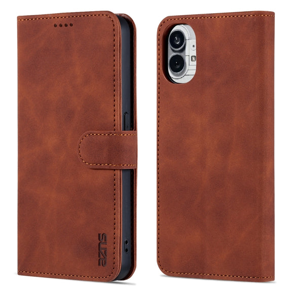 For Nothing Phone 1 AZNS Skin Feel Calf Texture Flip Leather Phone Case (Brown)