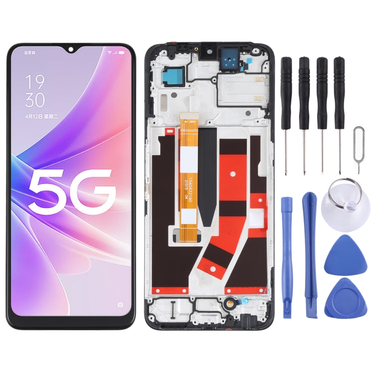 LCD Screen and Digitizer Full Assembly with Frame For OPPO A57 5G