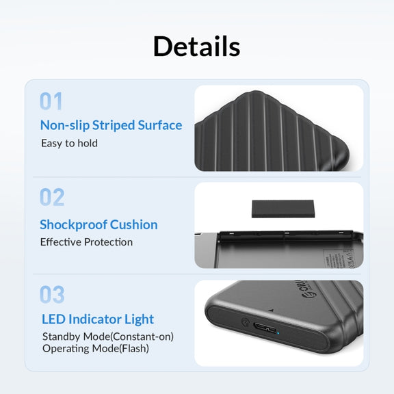 ORICO 25PW1C-C3 Type-C to Type-C 2.5 inch External Storage Hard Drive Case(Black)