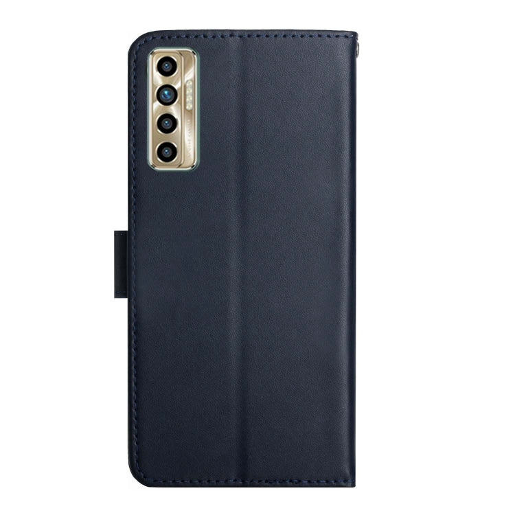 For Tecno Camon 17P Genuine Leather Fingerprint-proof Horizontal Flip Phone Case(Blue)