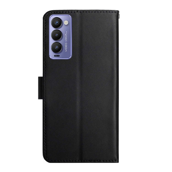 For Tecno Camon 18P Genuine Leather Fingerprint-proof Horizontal Flip Phone Case(Black)