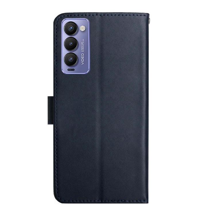 For Tecno Camon 18P Genuine Leather Fingerprint-proof Horizontal Flip Phone Case(Blue)