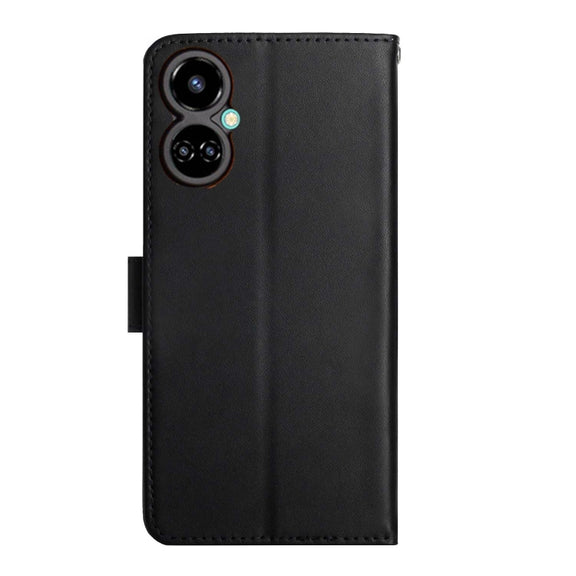 For Tecno Camon 19 4G Genuine Leather Fingerprint-proof Horizontal Flip Phone Case(Black)