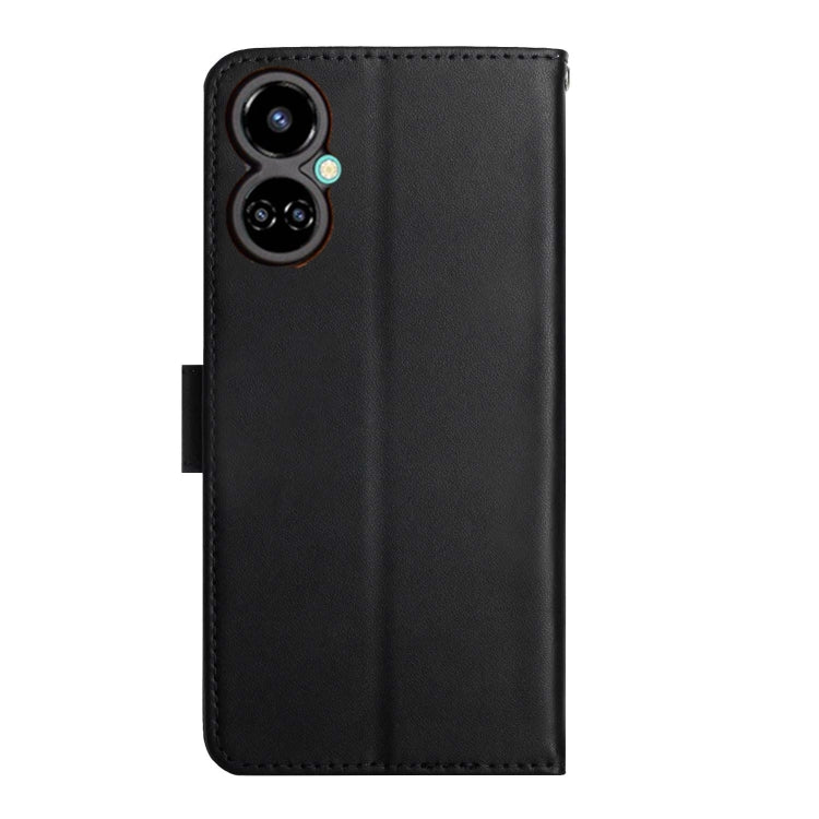 For Tecno Camon 19 4G Genuine Leather Fingerprint-proof Horizontal Flip Phone Case(Black)