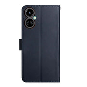 For Tecno Camon 19 4G Genuine Leather Fingerprint-proof Horizontal Flip Phone Case(Blue)
