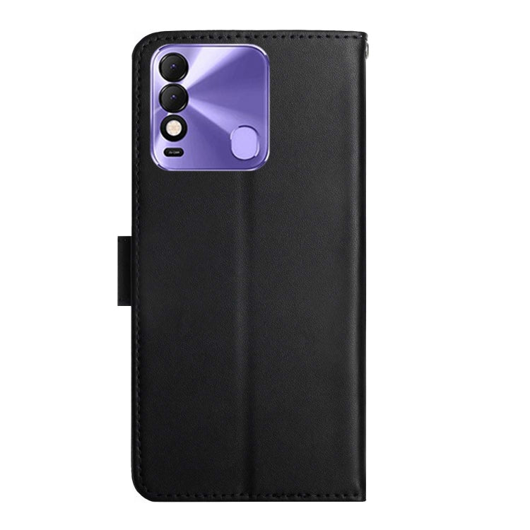 For Tecno Spark 8 Genuine Leather Fingerprint-proof Horizontal Flip Phone Case(Black)