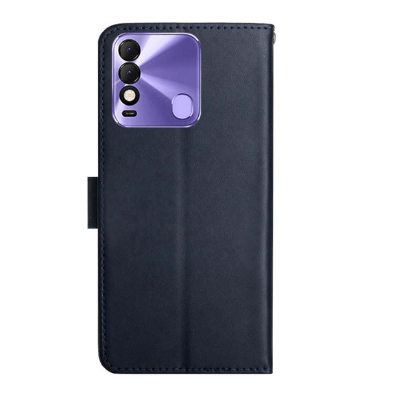 For Tecno Spark 8 Genuine Leather Fingerprint-proof Horizontal Flip Phone Case(Blue)