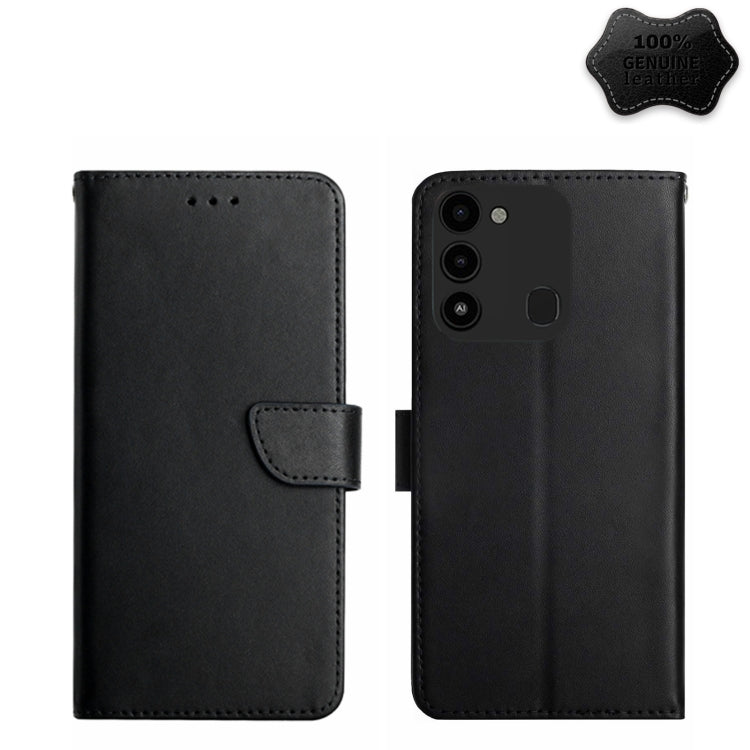 For Tecno Spark Go 2022 Genuine Leather Fingerprint-proof Horizontal Flip Phone Case(Black)