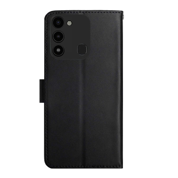 For Tecno Spark Go 2022 Genuine Leather Fingerprint-proof Horizontal Flip Phone Case(Black)