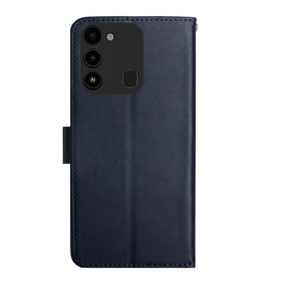 For Tecno Spark Go 2022 Genuine Leather Fingerprint-proof Horizontal Flip Phone Case(Blue)