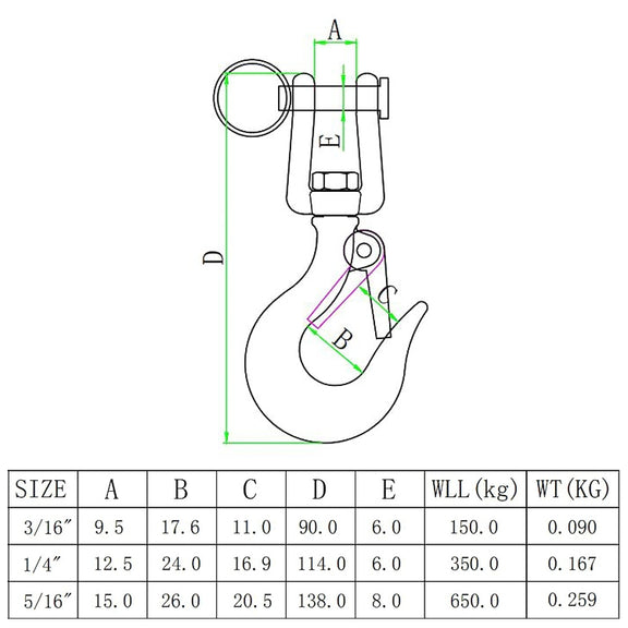 650kg Load Bearing 304 Stainless Steel Rotatable Fork Hoist Chain Lifting Cargo Hook