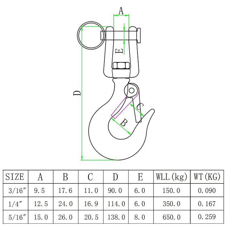 650kg Load Bearing 304 Stainless Steel Rotatable Fork Hoist Chain Lifting Cargo Hook
