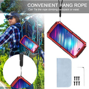 For iPhone 14 Pro R-JUST Shockproof Water-resistant Dust-proof Case with Holder(Red)