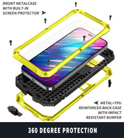 For iPhone 14 Pro Max R-JUST Shockproof Water-resistant Dust-proof Case with Holder (Yellow)