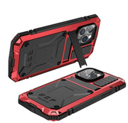 For iPhone 14 Pro Max R-JUST Shockproof Water-resistant Dust-proof Case with Holder (Red)