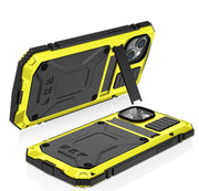 For iPhone 14 Plus R-JUST Shockproof Water-resistant Dust-proof Case with Holder (Yellow)
