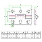 5x70x100mm 304 Stainless Steel Chassis Hinge