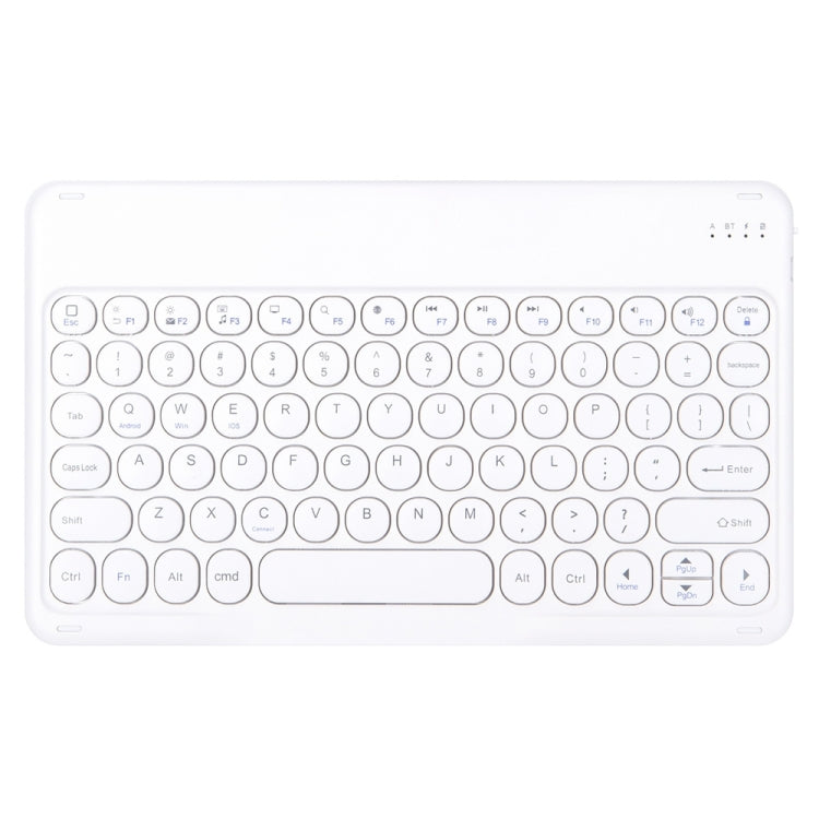Round Cap Bluetooth Keyboard Leather Case with Pen Slot, without Touchpad For Samsung Galaxy Tab S7(Black+White Keyboard)