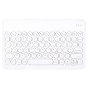Round Cap Bluetooth Keyboard Leather Case with Pen Slot, without Touchpad For Samsung Galaxy Tab S7(Dark Blue+White Keyboard)