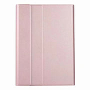 Round Cap Bluetooth Keyboard Leather Case with Pen Slot, without Touchpad For Samsung Galaxy Tab S7(Rose Gold+White Keyboard)