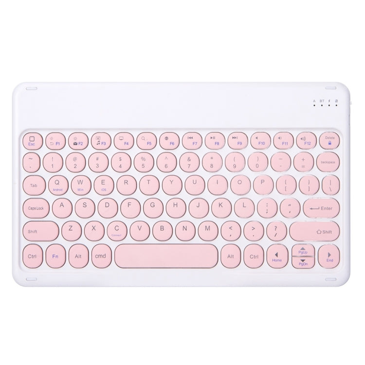 Round Cap Bluetooth Keyboard Leather Case with Pen Slot, without Touchpad For Samsung Galaxy Tab S7(Pink+Pink Keyboard)