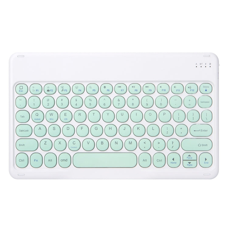Round Cap Bluetooth Keyboard Leather Case with Pen Slot, without Touchpad For Samsung Galaxy Tab S7(Green+Green Keyboard)