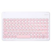 Round Cap Bluetooth Keyboard Leather Case with Pen Slot, without Touchpad For Samsung Galaxy Tab A7 10.4 2020(Pink+Pink Keyboard)