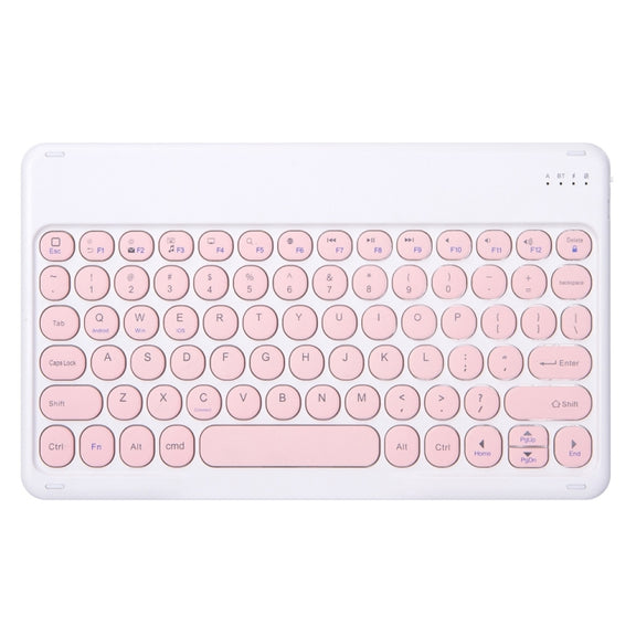 Round Cap Bluetooth Keyboard Leather Case with Pen Slot, without Touchpad For Samsung Galaxy Tab A7 10.4 2020(Pink+Pink Keyboard)