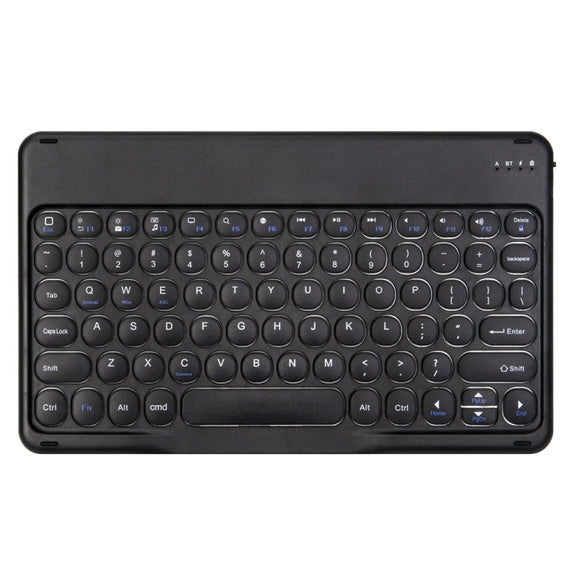 Round Cap Bluetooth Keyboard Leather Case with Pen Slot, without Touchpad For Samsung Galaxy Tab A7 10.4 2020(Black+Black Keyboard)